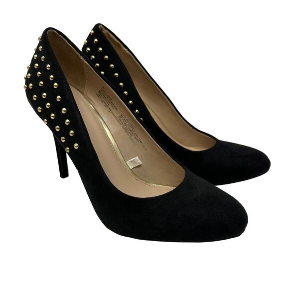 Mossimo Vernie Almond Toe Heels Women's Size 9 Black Studded Faux Suede - Picture 1 of 7